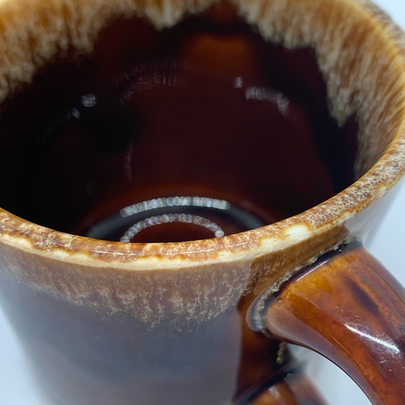 Vintage USA Brown Drip Glaze Coffee Mugs. Set of 3 - Picture 6 of 10